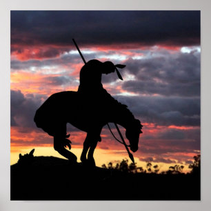 Póster Fin de la silueta de senderos con Poster de atarde