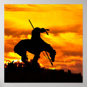 Póster Fin de la silueta de senderos con Poster de atarde