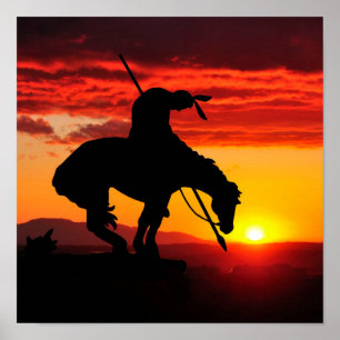 Póster Fin de la silueta de senderos con Poster de atarde