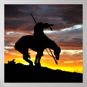 Póster Fin de la silueta de senderos con Poster de atarde