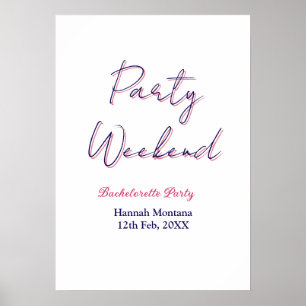 Póster fin de semana de fiesta despedida de soltera nombr