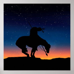 Póster Fin del sendero Sihouette con Poster de cielo noct