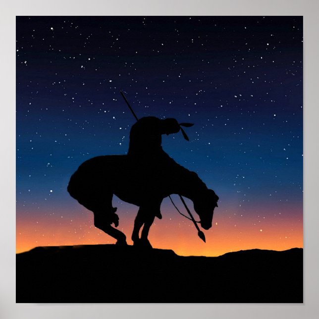 Póster Fin del sendero Sihouette con Poster de cielo noct (Frente)