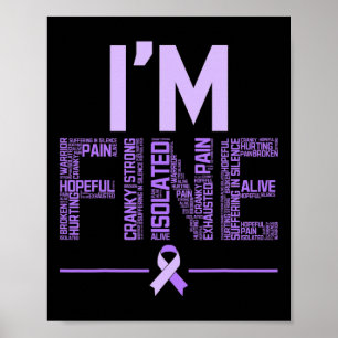 Póster Fina Fibromialgia Guerrero Fibro Conciencia Púrpur
