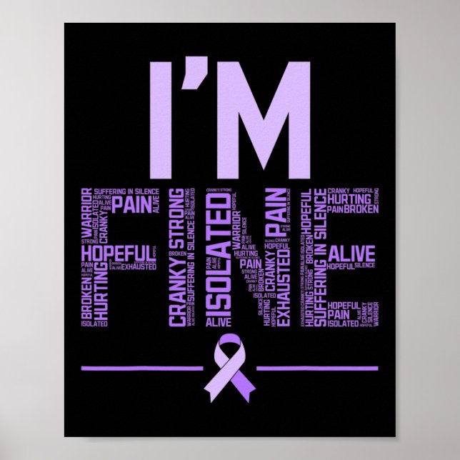Póster Fina Fibromialgia Guerrero Fibro Conciencia Púrpur (Frente)
