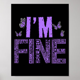 Póster Fina Fibromialgia Guerrero Fibro Conciencia Púrpur
