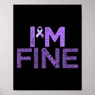 Póster Fina Fibromialgia Guerrero Fibro Conciencia Púrpur