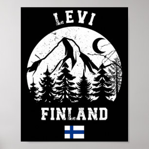 Póster Finca de esquí alpino de Finlandia Levi Lapland Sk