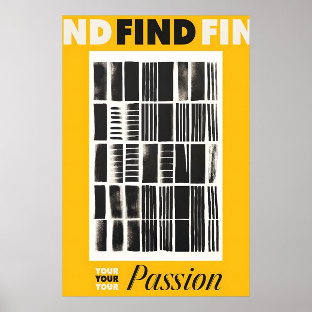 Póster Find Your Passion Art Print Yellow & Black (Frente)