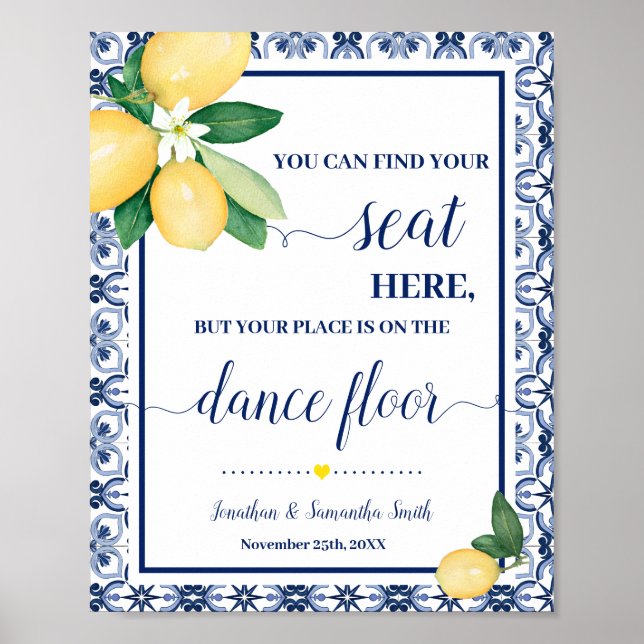 Póster Find Your Seat Wedding Reception Mediterranean (Frente)