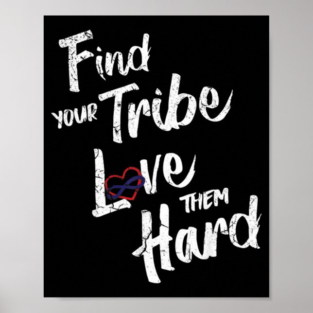 Póster Find Your Tribe Love Them Hard Funny Family Reunio (Frente)