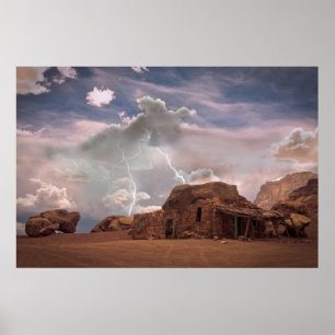 Póster Fine Art Southwest Desert Lightning Landscape