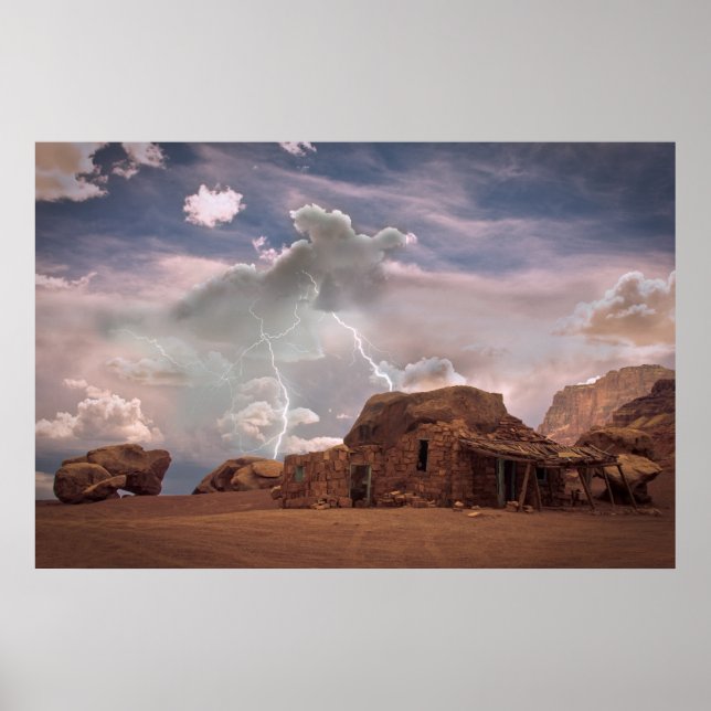 Póster Fine Art Southwest Desert Lightning Landscape (Frente)