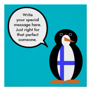 Póster Finlandia hablando con la Sra. Penguin personaliza