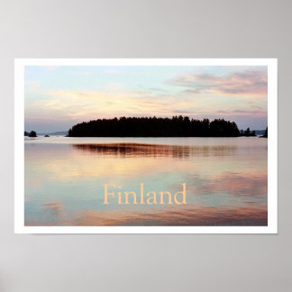 Póster Finlandia (Island Sunset) Poster con texto
