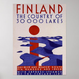 Póster Finlandia. País de los Lagos ,