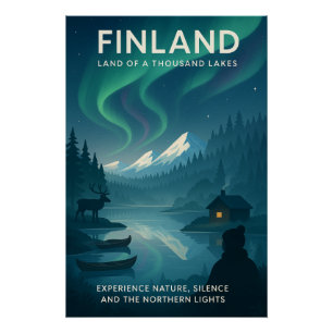 Póster FINLANDIA — Tierra de los Mil Lagos”
