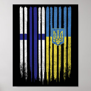 Póster Finlandia Ucrania Bandera finlandesa ucraniana 
