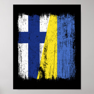 Póster Finlandia Ucrania Media Bandera Herencia Finlandes