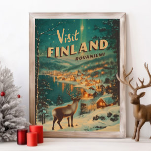 Póster Finlandia Vintage Rovaniemi Reno
