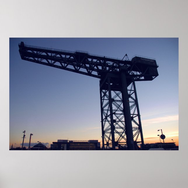 Póster Finnieston Crane al atardecer sobre Glasgow (Frente)