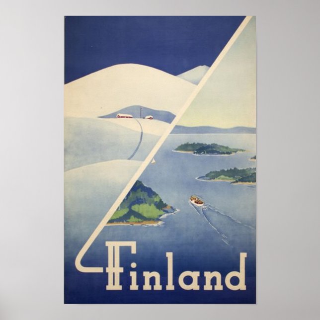 Póster Finnist Vintage Travel de Finlandia (Frente)
