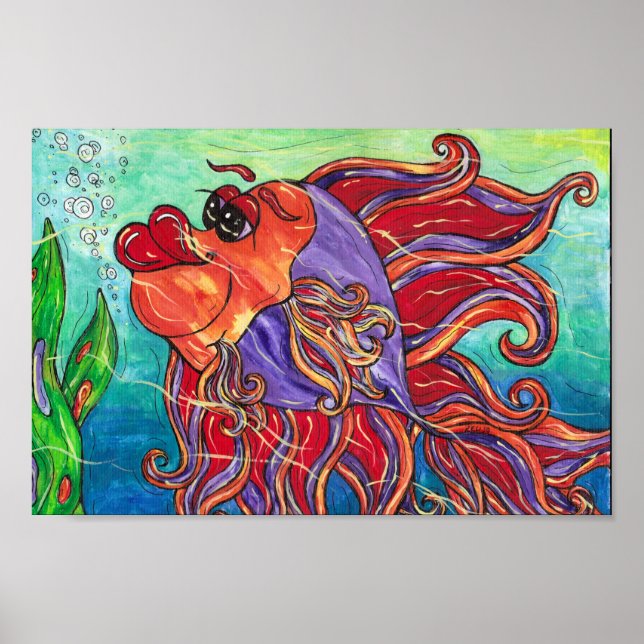 Póster Finny the Fighing Fish Print (Frente)