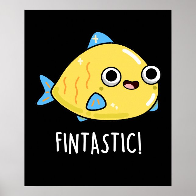 Póster Fintastic Funny Fish Pun Dark BG (Frente)
