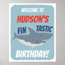 Fintastic Shark Birday topic Welcome Sign (Signo d