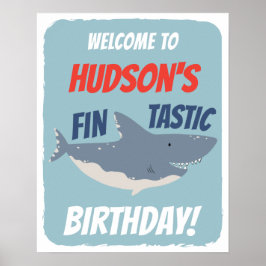 Póster Fintastic Shark Birday topic Welcome Sign (Signo d
