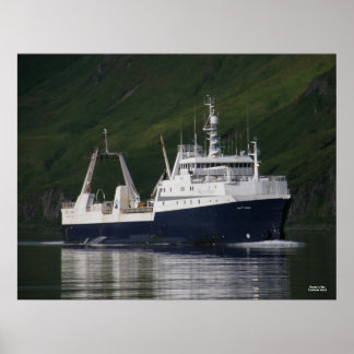 Póster Fiordo ártico, cazador/procesador en la bahía del