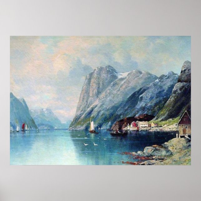 Póster Fiordo de Noruega pintado por Lev Lagorio (Frente)