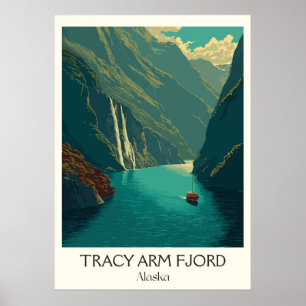 Póster Fiordo Tracy Arm Alaska Cascada Glaciar