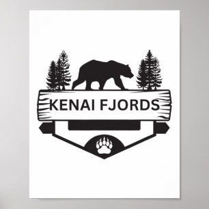Póster Fiordos de Kenia Vida Silvestre Alaska Camping S