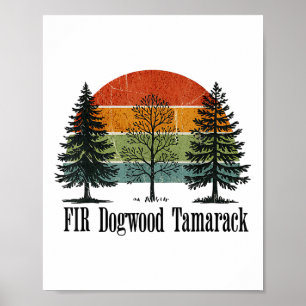 Póster Fir Dogwood Tamarack Retro Vintage Tree National P