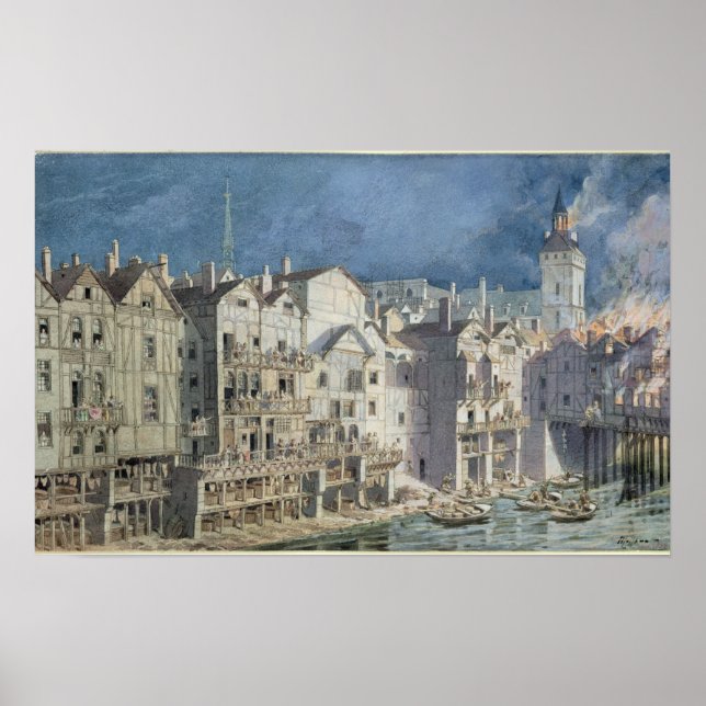 Póster Fire at the Pont aux Meuniers in 1621 (Frente)