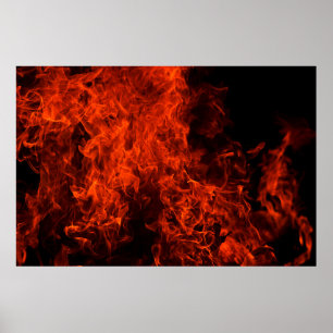 Póster Fire background flame black hot