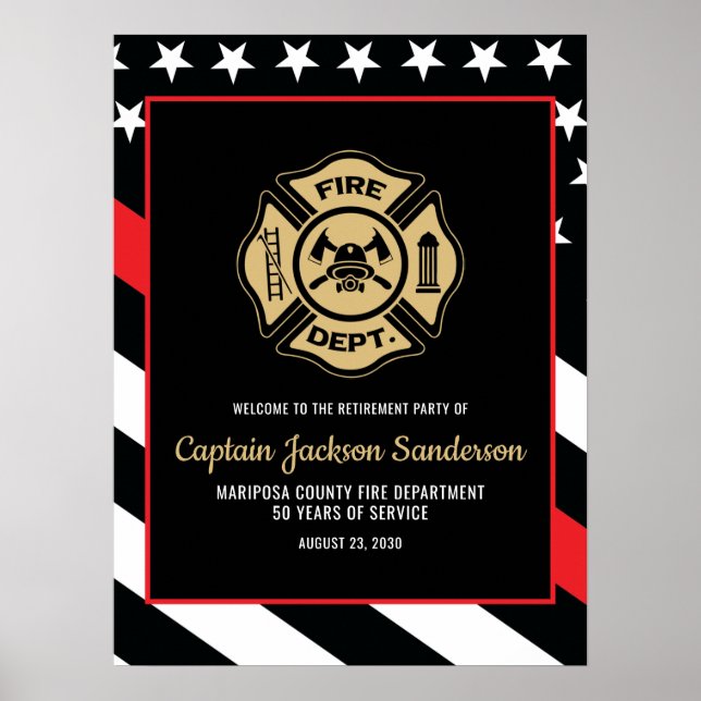 Póster Fire Department Firefighter Retirement Welcome (Frente)