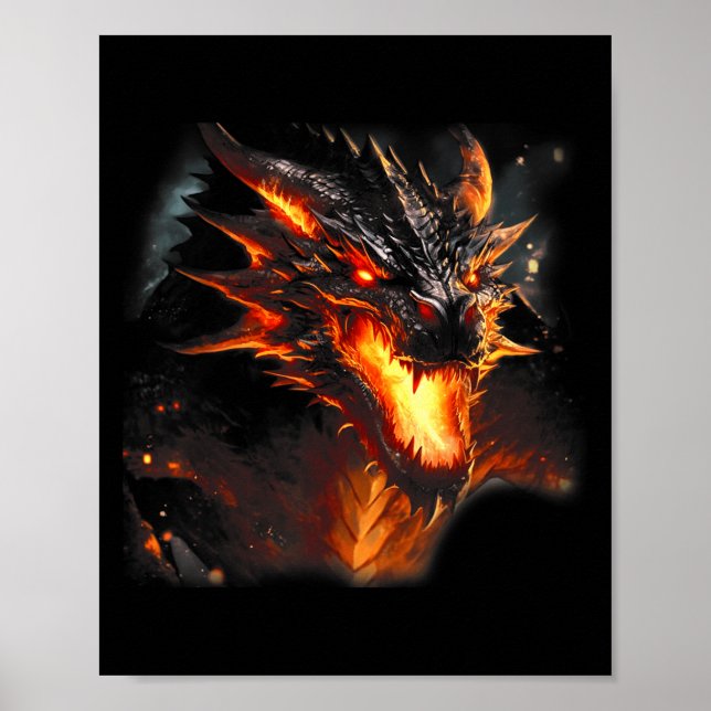 Póster Fire Dragon Head Myththagon Love Respirar Fi (Frente)