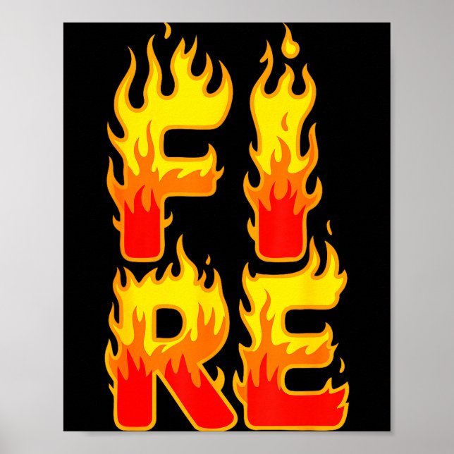 Póster Fire Flame Shirt Adult Kids Men Women Fire And Ice (Frente)