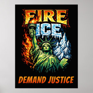 Póster FIRE ICE Anti-ICE Protest Sign, Download,   