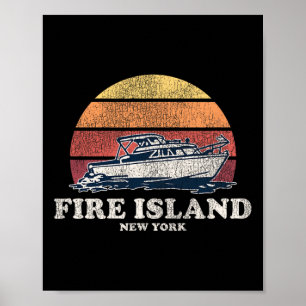 Póster Fire Island Ny Embarcaciones Antiguas 70s Diseño D