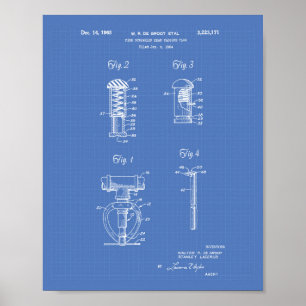 Póster Fire Sprinkler Head 1965 Patent Art - Blueprint