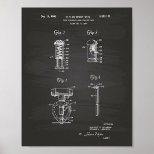 Póster Fire Sprinkler Head 1965 Patent Art - Chalkboard