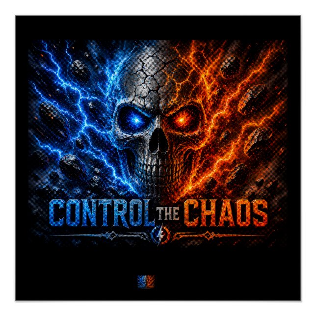 Póster Fire vs Ice Skull 3D Shirt –  (Anverso)