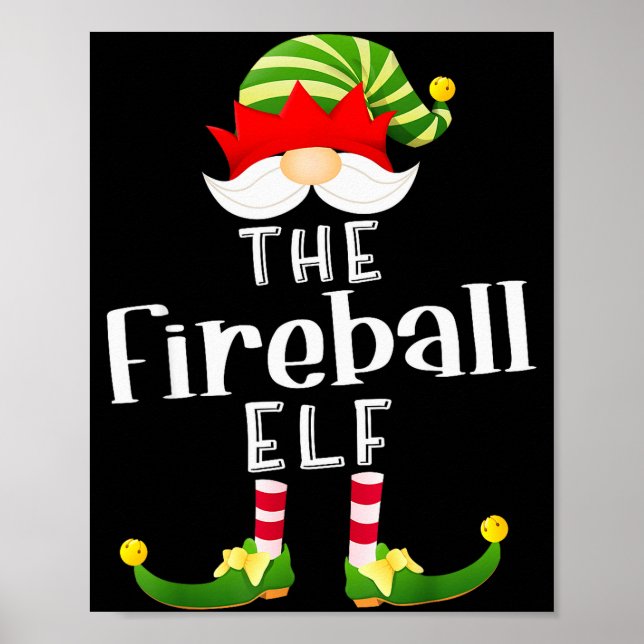 Póster Fireball Elf Group Christmas Funny Pajama Party  (Frente)