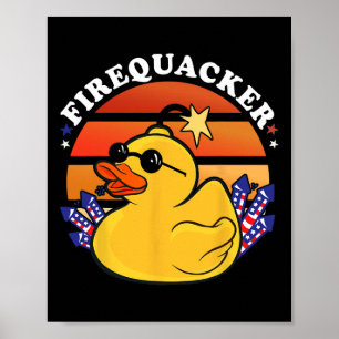 Póster Firecracker Duck 4 De Julio Día Patriótico Usa Fla