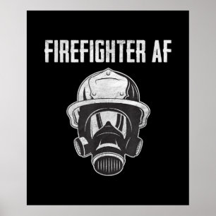 Póster Firefighter AF Máscara de gas Famoso bombero