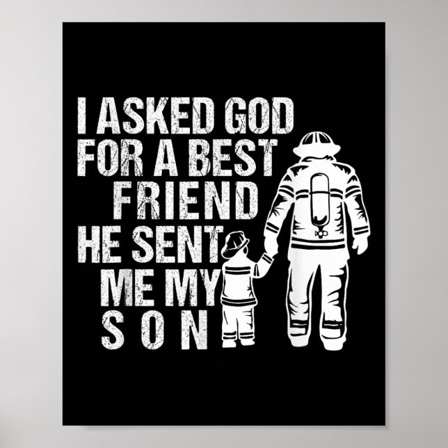 Póster Firefighter Dad Son Quote New Daddy Fireman Dad Fa (Frente)