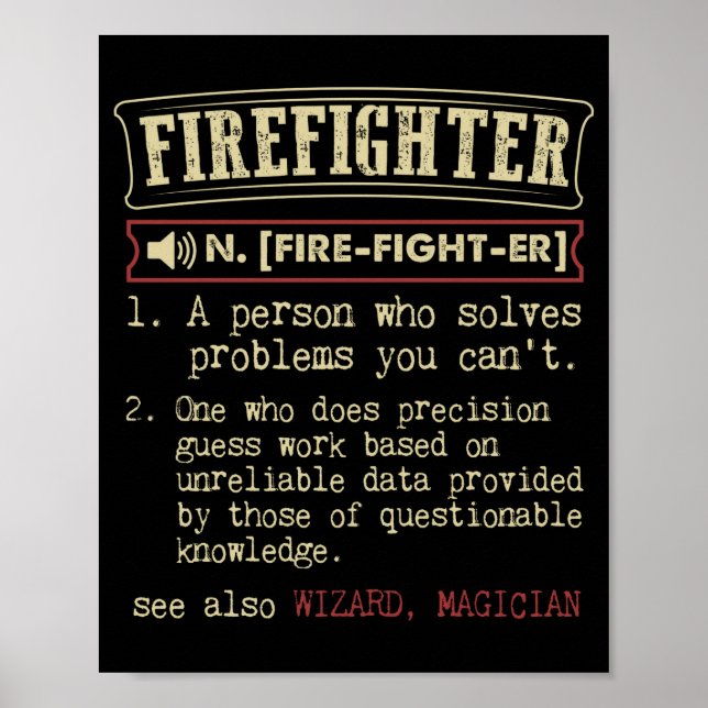 Póster Firefighter Funny Dictionary Term.Png (Frente)